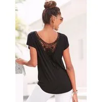 LASCANA Strandshirt mit Spitzeneinsatz, T-Shirt, lockere Passform, casual-chic