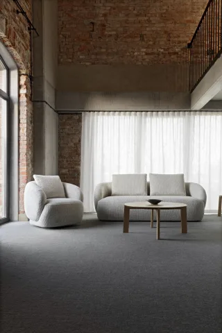 FLEXLUX 2,5-Sitzer "Torino, rund, Couch, Loveseat," Modernes, organisches Sofa-Design, Kaltschaum, Wellenunterfederung