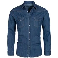Rock Creek Jeanshemd Herren Jeanshemd Dunkelblau H-199