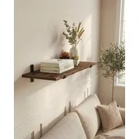 VASAGLE Wandregal Schweberegal, dekorative Regale, Holzoptik, 1-tlg., pro Regal bis 15 kg belastbar, MDF, 2er Set, 20 x 60 x 7 cm