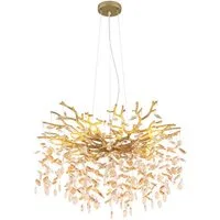GLOBO LIGHTING Hängeleuchte, Leuchtmittel nicht inklusive, Luster goldfarben matt mit Glaskristallen amber Ø80cm