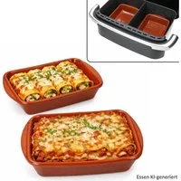 MamboCat Auflaufform MamboCat Airfryer 2er Set Airfryer Tonschalen rechteckig 350ml Auflauf, Ton