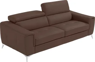 Egoitaliano 2,5-Sitzer "Francine, Designsofa, Loungesofa, Breite 213 cm, Fußfarbe chrom" Designfuß, Leder BULL, chocolate