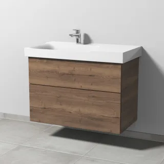 Sanipa 3way Waschtischunterbau zu Geberit Xeno2 Waschtisch mit 2 Auszügen, Eiche-Tabak SM66250
