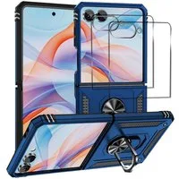 CoolGadget Handyhülle Blau als 2in1 Schutz Cover Set für das Samsung Galaxy Z Flip 7 6,9 Zoll / 4,1 Zoll, 2x Glas Display Schutz Folie + 1x TPU Case Hülle für Galaxy Z Flip 7