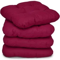 Beautissu Stuhlkissen 4er Set Sitzkissen Lisa Rot, 40x40x8cm, Indoor & Outdoor Kissen mit 8cm Schaumstoff Füllung, widerstandsfähig