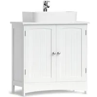 VASAGLE Waschbeckenunterschrank Waschtischunterschrank Badezimmerschrank verstellbare Ablage, 2 Fächer, mit 2 Türen, Breite 60cm
