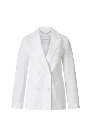 Rich & Royal - seersucker double breasted blazer organic white - Gr. - 38