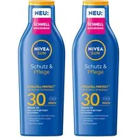Nivea Sun Sonnenschutzmilch SUN Schutz & Pflege Milch LSF 30 wasserfest 48h Feuchtigkeit 2 x 200ml, 2-tlg.