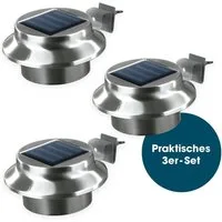 EASYmaxx Dachrinnenleuchten Solar-Leuchte Dachrinne, 3-er Set, Edelstahl, Außenbeleuchtung, Kabellos, Beleuchtung
