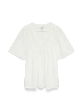 VERO MODA - VMKARLA S/S V-NECK TOP WVN BTQ Snow White - Gr. - S