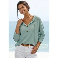 LASCANA Kapuzenshirt aus sommerlichem Waffelstrick Sommerhoody mit Knopfleiste