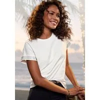 LASCANA Kurzarmshirt mit glitzernem Strass-Design am Arm aus luftiger Baumwoll-Qualität