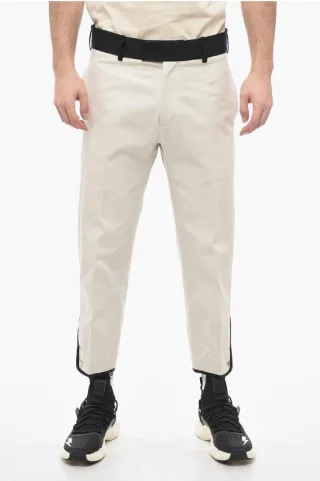 Slim Fit-Hose TOM aus Baumwolltwill mit kontrastierendem Bund in Weiß