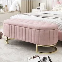 Flieks Polsterbank, Stauraum Polsterhocker Fußbank Sofabank 120x40x43cm Samtstoff