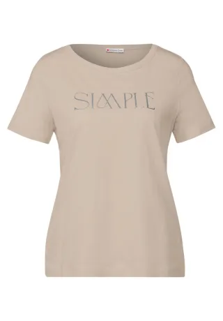 Street One - T-Shirt mit Wording beige - Gr. - 34