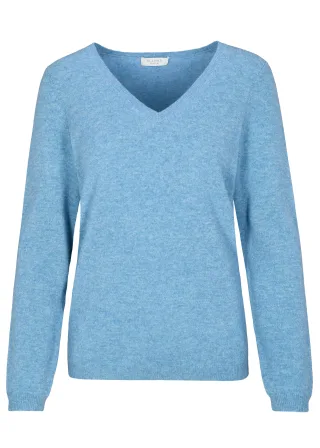 CLARINA - NOS V-Pullover, 1/1 Arm, uni 616 jeans mel. - Gr. - 38