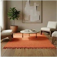 Elegant Floors Teppich Chindi Orange 60x90 cm Baumwolle handgewebt Flachgewebe wendbar Boho, Höhe: 9 mm
