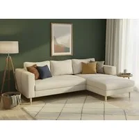 TRENDMANUFAKTUR Ecksofa Amazing, wahlw. mit Schlaffunktion & Bettkasten, Fuß Buche lackiert, Recamiere beidseitig montierbar, L-Form,in Cord o. Struktur, B: 232 cm