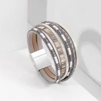 The Beauty House Lederarmband Boho mehrreihig Wrap Ledermanschettenarmban Magnetschnalle, Leder Armband für Frauen Schmuck Geschenk Für Mutter und Freunde