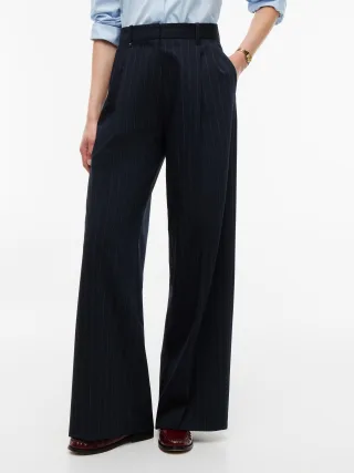 VISCOSE BLEND WIDE LEG Navy Pinstripe - Gr. - 38