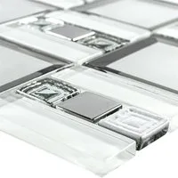 Mosafil Mosaikfliesen Glasmosaik Fliesen Magical Weiß Silber, Glas 30.000x30.000, weiß-silber, Verlegefertig auf ein Netz geklebt - Wasserfest