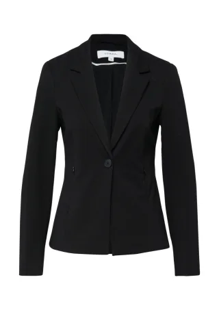 comma - Taillierter Blazer aus weichem Jersey mit Reißverschlusstaschen schwarz - Gr. - 34