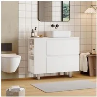 MSMASK Waschbeckenunterschrank Badezimmerschrank mit 2 großen Schubladen,80 x 30 x 66cm (1-St) Transformierbarer Unterschrank, Verstellbare Ablage, Viel Stauraum