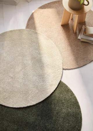 bonprix Runder waschbarer Teppich mit weichem Flor, beige, Gr.3 (Ø 160 cm), Unkompliziert und herrlich weich: der waschbare Teppich mit Fleecerücken