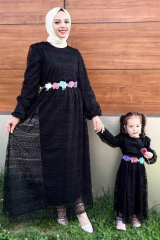 Spitzen Mutter Kleid Schwarz