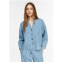 comma Langarmbluse Bluse Denim-Overshirt aus Lyocell