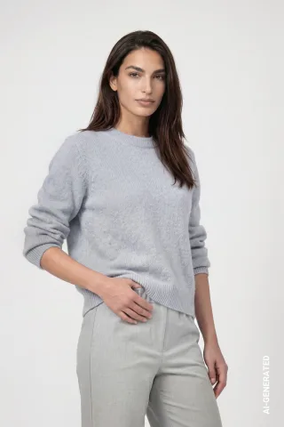monari - Strickpullover mit Lurex cold sky - Gr. - 36