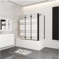 Duschparadies Badewannenfaltwand 140cm 6mm Duschabtrennung Faltwand mit Seitenwand Duschwand, Sicherheitsglas