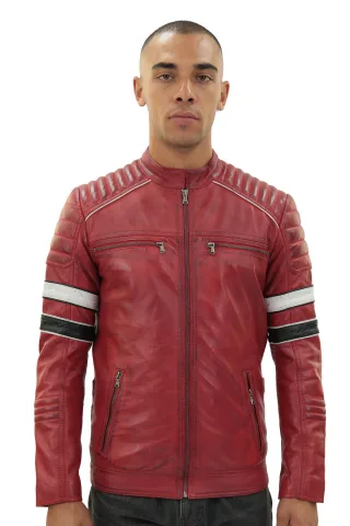 Herren-Rennjacke aus gestepptem Leder – Madrid