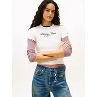 Tommy Jeans Kurzarmshirt TJW SLIM ESS LOGO 1 RIB TEE EXT in gerippter Struktur
