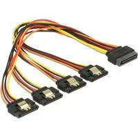 Kabel SATA 15Pin Stecker > 4x SATA 15Pin Buchse schwarz/rot, 30cm