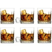 Sendez Whiskyglas 6 Whiskeygläser 280ml mit Relief Wassergläser Longdrinkgläser, 6-tlg., Glas