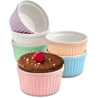 Praknu Auflaufform 6 Souffle Förmchen aus Keramik - Backofenfest - 200 ml - 9 cm, Keramik, (6-St), Kuchenform Rund - Ineinander stapelbare Auflaufförmchen mit Antihaft