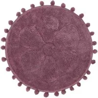 Homescapes Badematte Runde Badematte Blume, 60 cm – Badvorleger beere mit Pompons, Höhe 20 mm, 60 cm