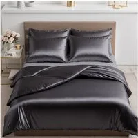 Cozyor Bettwäsche Satin glänzend 135x200, 155x200, 155x220, 200x200cm mit Reißverschluss, Satin, anthrazit Nebula, 2 teilig, Edel und hochwertig