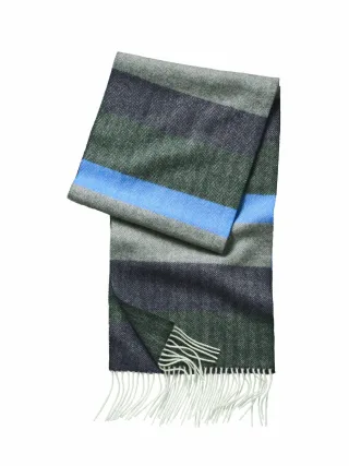 Mey & Edlich Herren Herringbone-Schal Blau 100 % Wolle