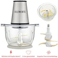KB Elements Zerkleinerer ELK306FC, 300 W, 300 Watt Voll Kupfer Motor, 2 Liter Glasschüßel, Titan-Schneideklinge