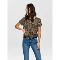 ONLY Kurzarmshirt ONLMOSTER – Shirt mit Animal-Print und lockerem Schnitt animal-print, modisch, loose fit, Viskosemischung, Rundhals