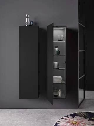 emco Hochschrank evo, mit Glastür, 1500 mm, schwarz/ schwarz, 957950902 957950902