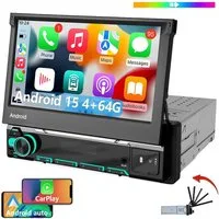 ESSGOO DAB+ 4+64G 1DIN 7'' Flip Out Android 15 Carplay Autoradio GPS WIFI FM Autoradio (Digitalradio (DAB), 4+64GB(optional), RDS, AM, FM, Carplay Android Auto Bluetooth EQ USB GPS Navi WIFI Touchscreen)
