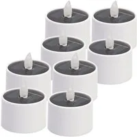 Casativo LED-Teelichter Solar-LED Teelichter IP44 bis 8 St. mit Dämmerungssensor Kabellos, LED fest integriert, warmweiß, Flammen-Effekt als Nachtlicht, ca. 8 Std. Leuchtdauer, Tagesaufladung