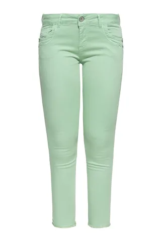Amor, Truth & Trust Damen ATT JEANS Slim Fit Hose mit offenen Kanten Leoni Dusty Green