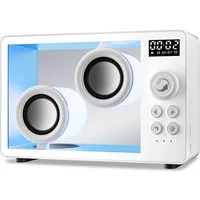 Luckice Tragbare Lautsprecher Bluetooth-Desktop-Lautsprecher Bluetooth-Lautsprecher (Unterstützt Bluetooth/TF-Karteneingang, Wecker, Atmosphärenlicht)