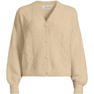 Zopfmuster-Cardigan aus Wimperngarn für Damen, Damen, size: regular, Rot, Nylon, by Lands' End