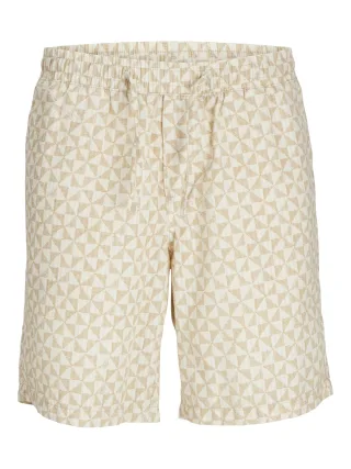JACK&JONES - JPSTJAIDEN JJLUKE SEERSUCKER AOP SHORT buttercream - Gr. - S